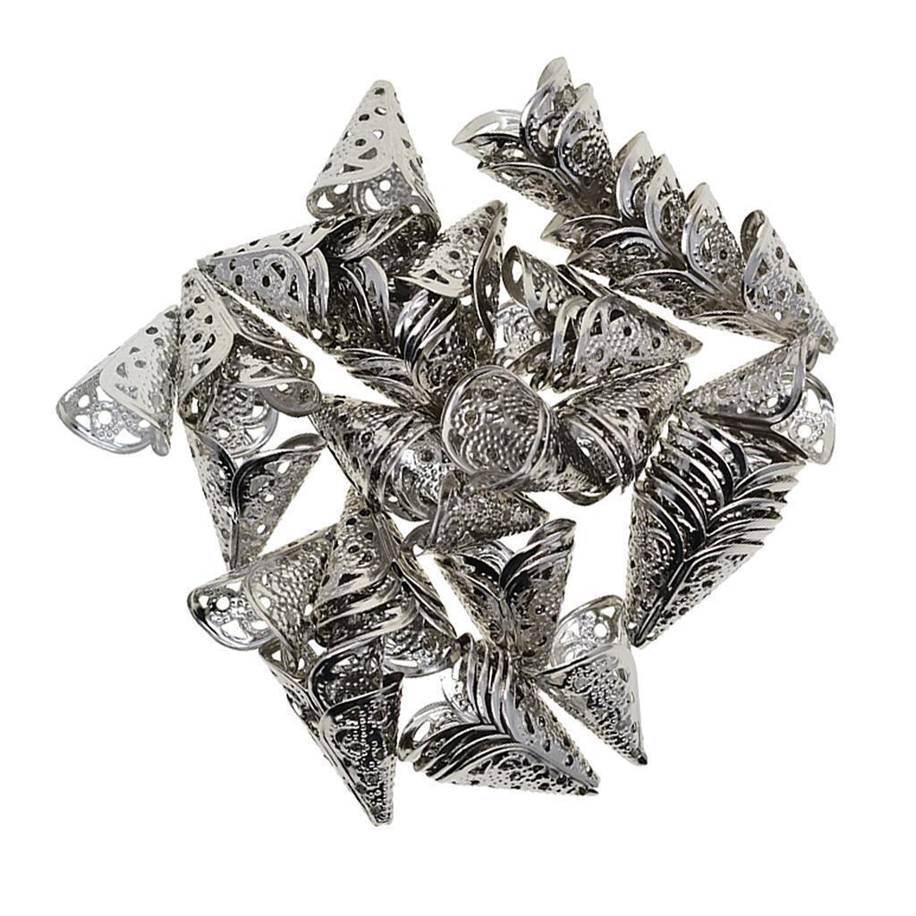 50x Filigree Cone Shape End Caps Bead Caps Tassel Making Jewelry Connectors
