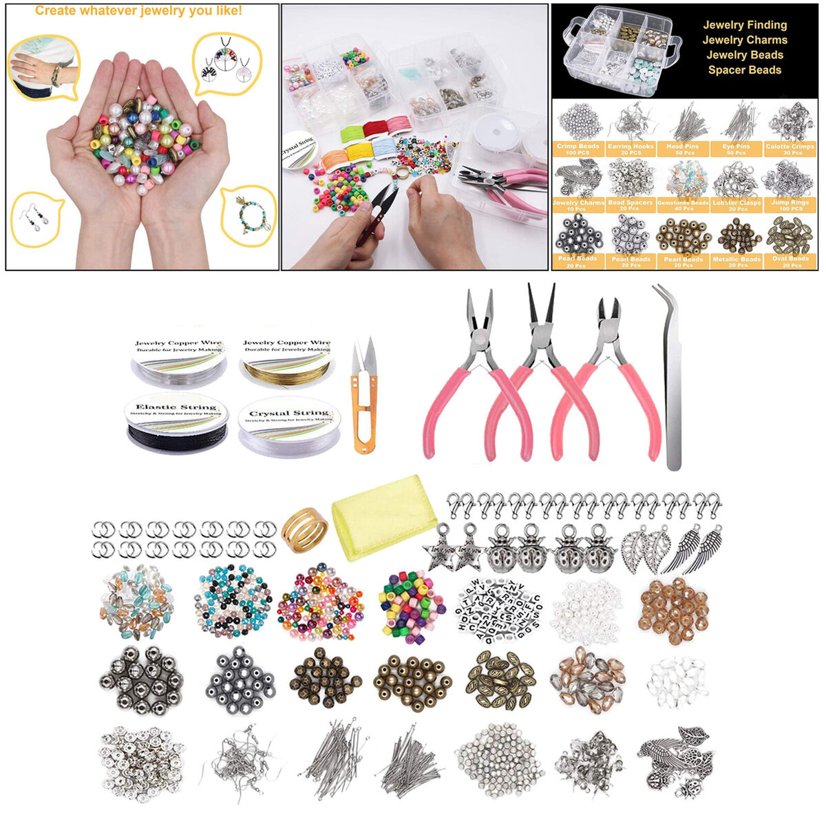 1171pcs   Making Supplies Kits Jewelry Pliers with Storage Organizer
