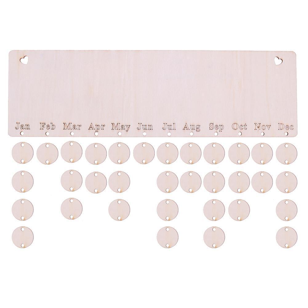 DIY Wooden Family Friends Date Mark Sign Hanging Blank Calendar Board Decor