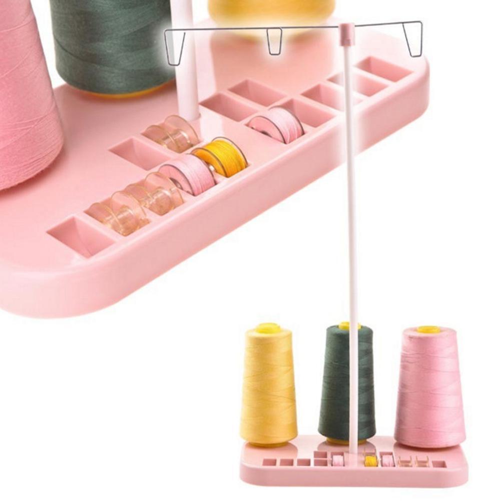Pink Sewing Thread Stand Adjustable 3 Thread Spools Plastic Holder