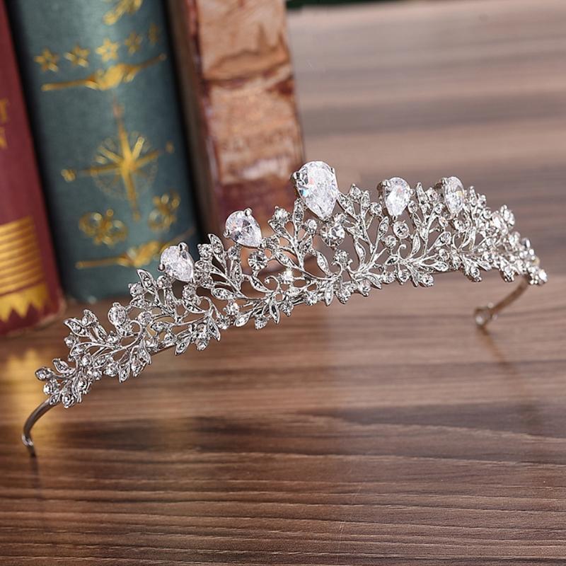 Bridal Crown Zircon Hair Garland Women Wedding Tiara Elegant Hair Jewelry Decor