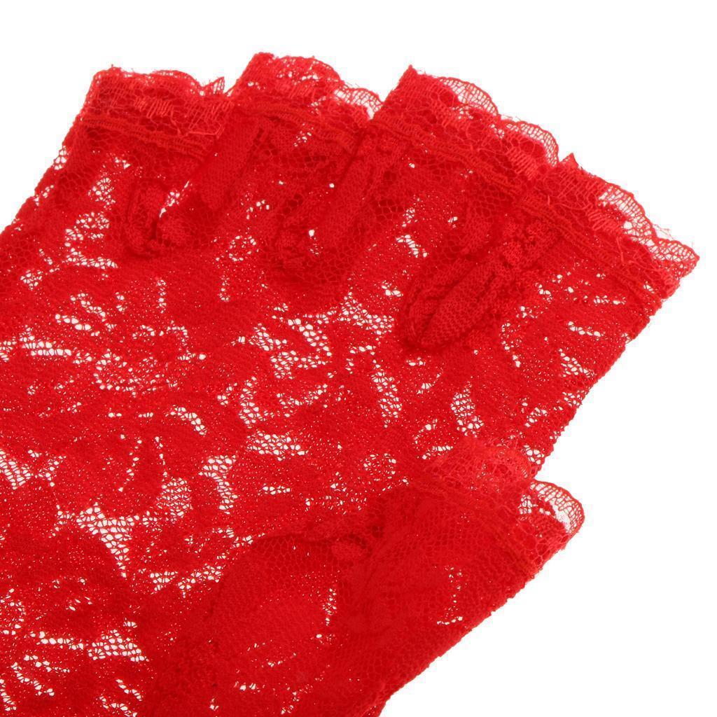 Wedding Party Lace Flower Half Finger Glove Party Accessories Lady Glove Red