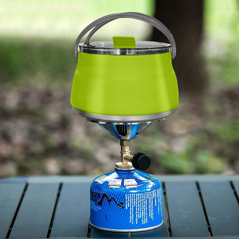 3pcs Silicone Folding Kettle Cup Set Portable Collapsible Tableware (Green)