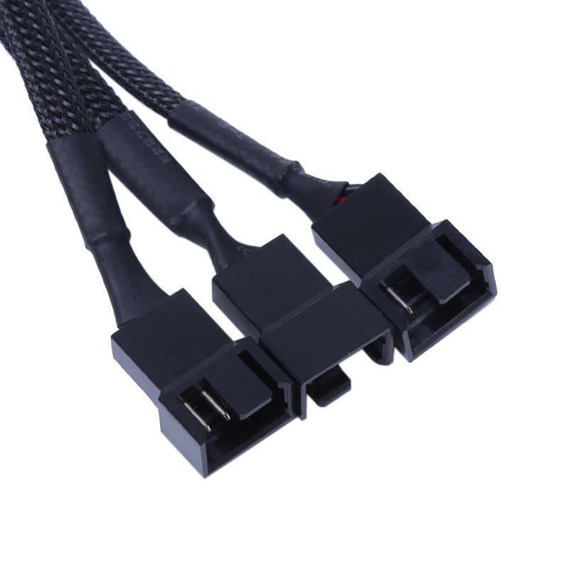 1PC 1 To 3 Way Splitter Black Sleeved 4-Pin PWM Connector Fan Extension Cable