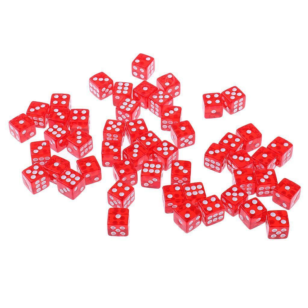 50 Pieces Acrylic 6 Side  D6 for RPG  D&D  Play Casino KTV Game