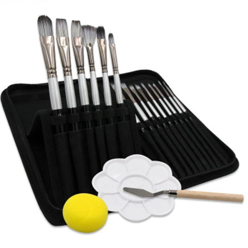 15pcs Professional Oil Paint Brush with Palette Scraper for Watercolor Painting