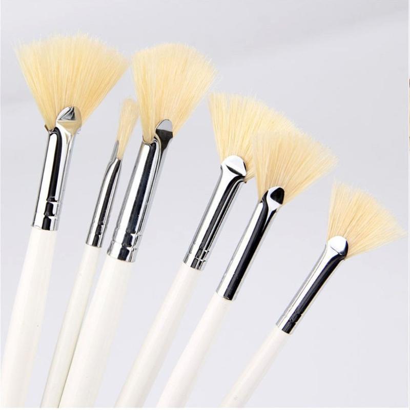 32cm/12.6in Drawing Paints Long Bristles 6 Pcs Fan-shaped Oil Painting Pen Brush