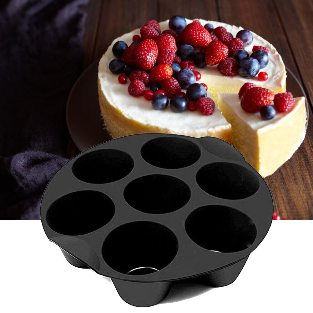 Silicone Air Fryer Mold 7-Cavity Cupcake Muffin Baking Cups Cake Pan (21cm)