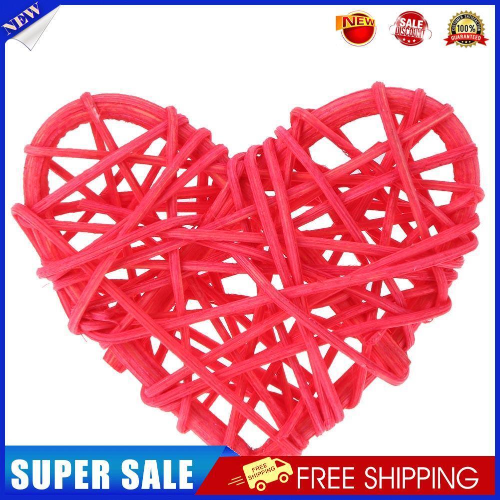 5pcs Heart Rattan Ball DIY Ornament Birthday Wedding Party Decor Gift(Red)