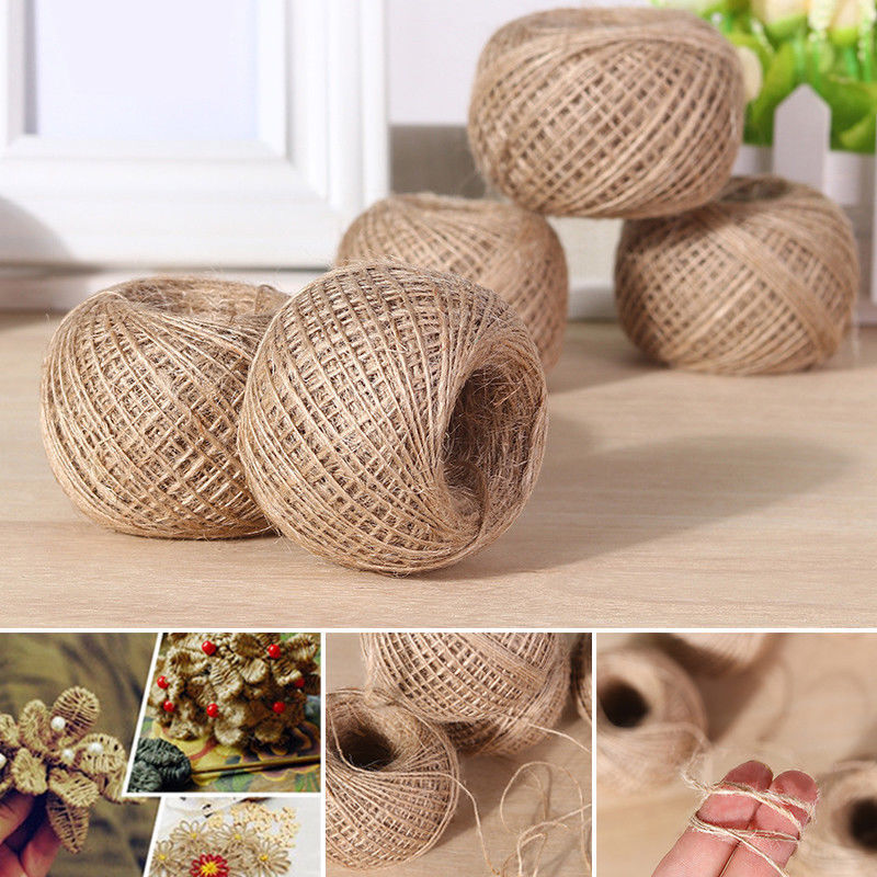 100M/Roll Natural Linen Burlap Twine Hemp Rope Cord String Hessian Decor DIY