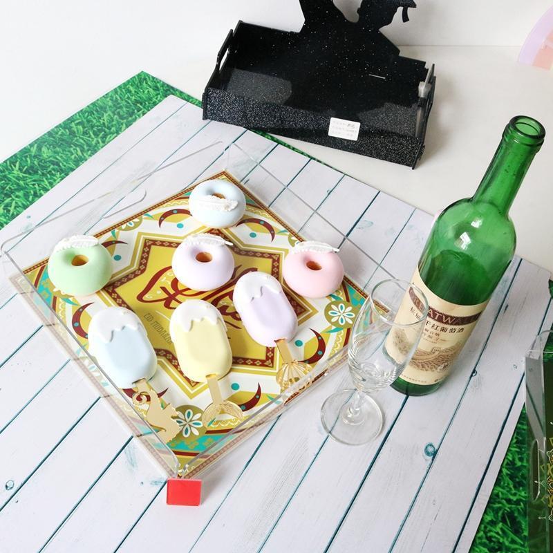Eid Acrylic Tray Snack Fruit Candy Chocolate Storage Plate Desktop Ornament