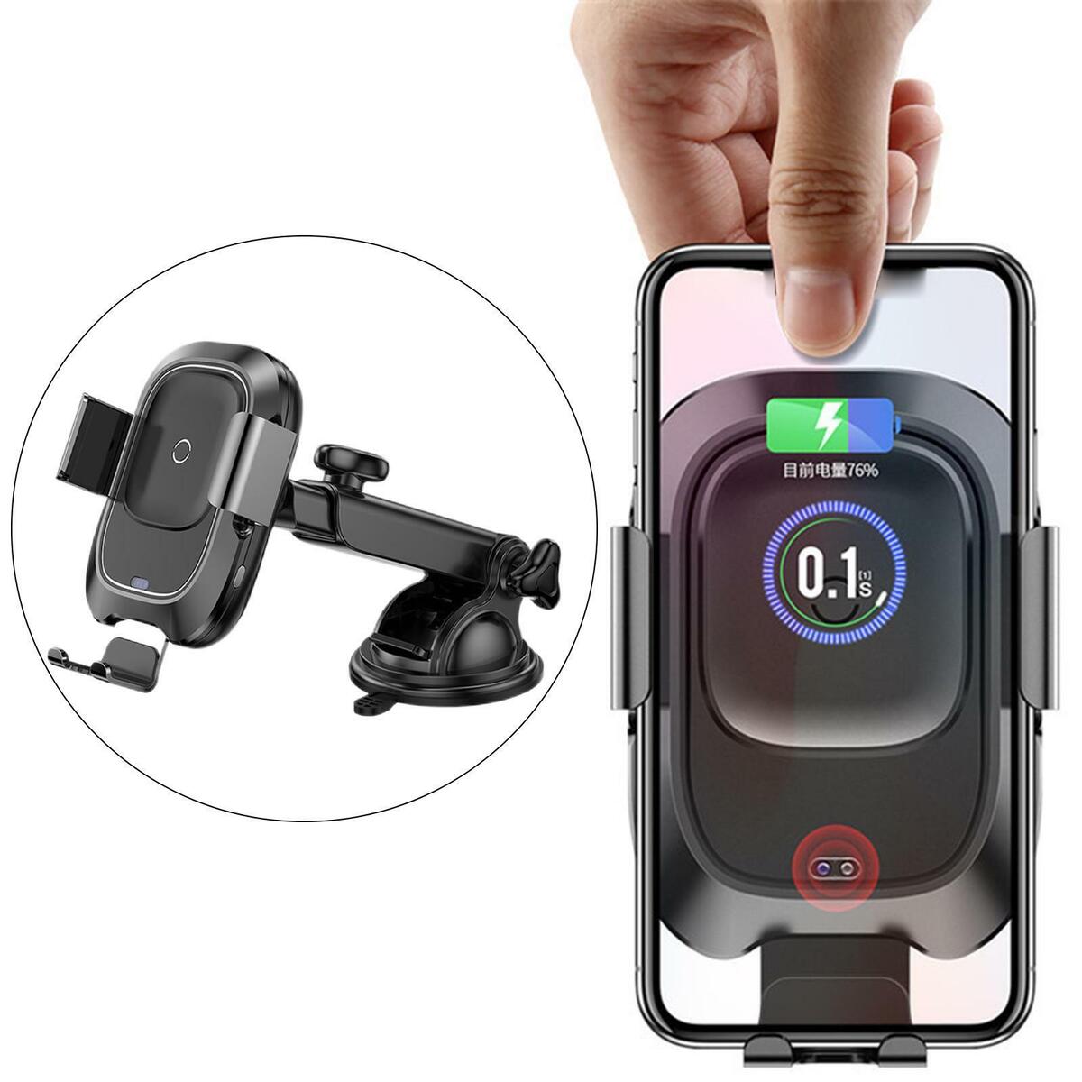 10W Wireless Car Charger Qi Fast Charging ABS Fit for 4-6.5 inch Phones