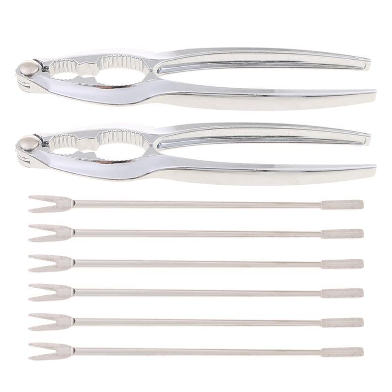 8pcs/set Shellfish Lobster Crab Crackers Forks Seafood Tools Nutcracker Pliers