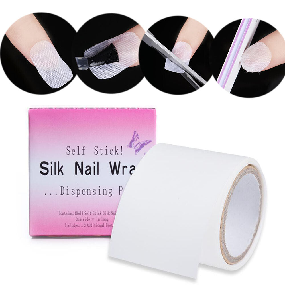 Fashion Beauty White Fiberglass Silk Tape Nail Protector Wraps Reinforce Tools