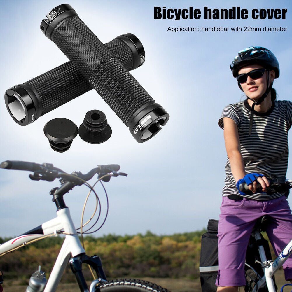 1 Pair GUB Bicycle Handlebar Grip Lock Rubber Bike Anti-slip Grips (Black)