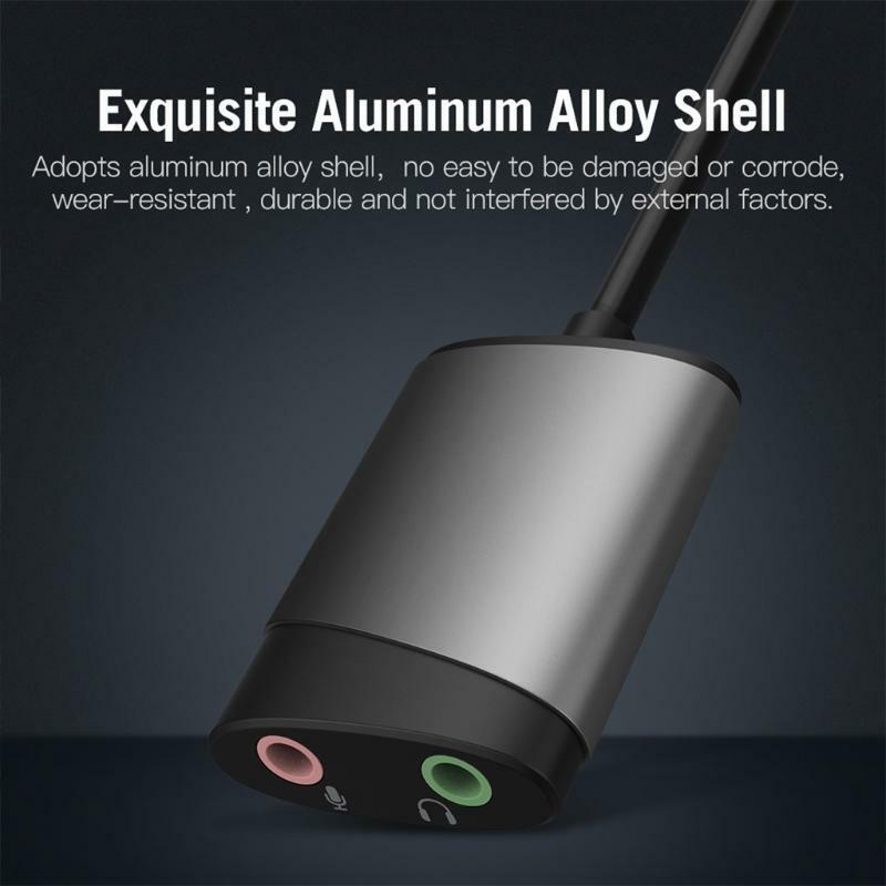 USB Sound Card Adapter External Audio Adapter Sound Card Converter 3.5mm AUX Mic