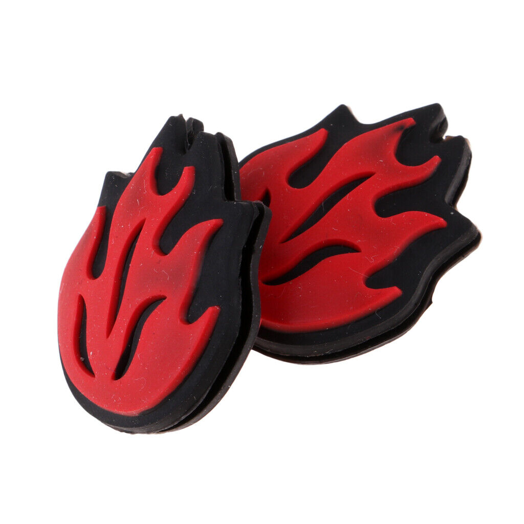 2 Piece Silicone Flame Tennis Racket Shock Absorber Shockproof Damper Red