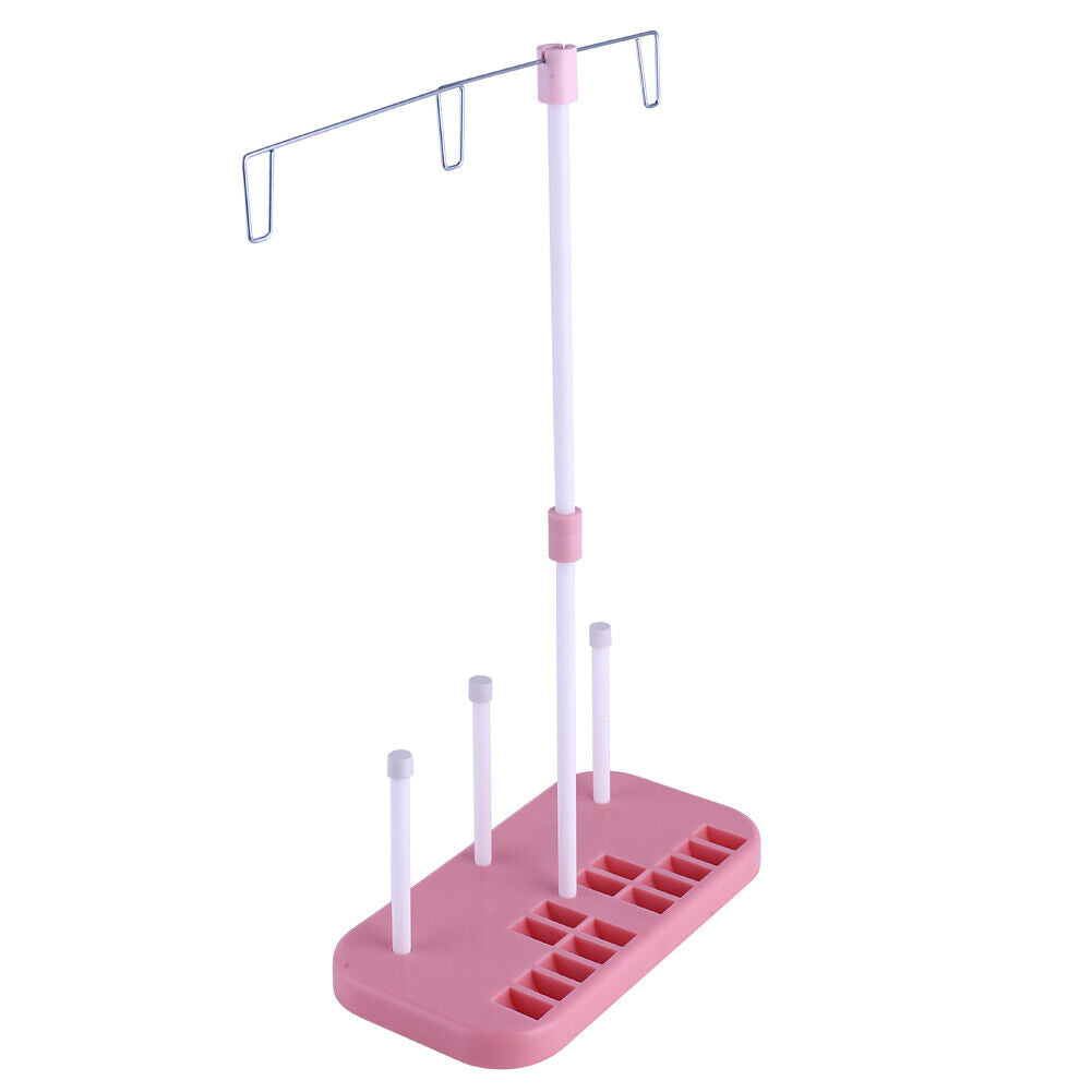Pink Sewing Thread Stand Adjustable 3 Thread Spools Plastic Holder