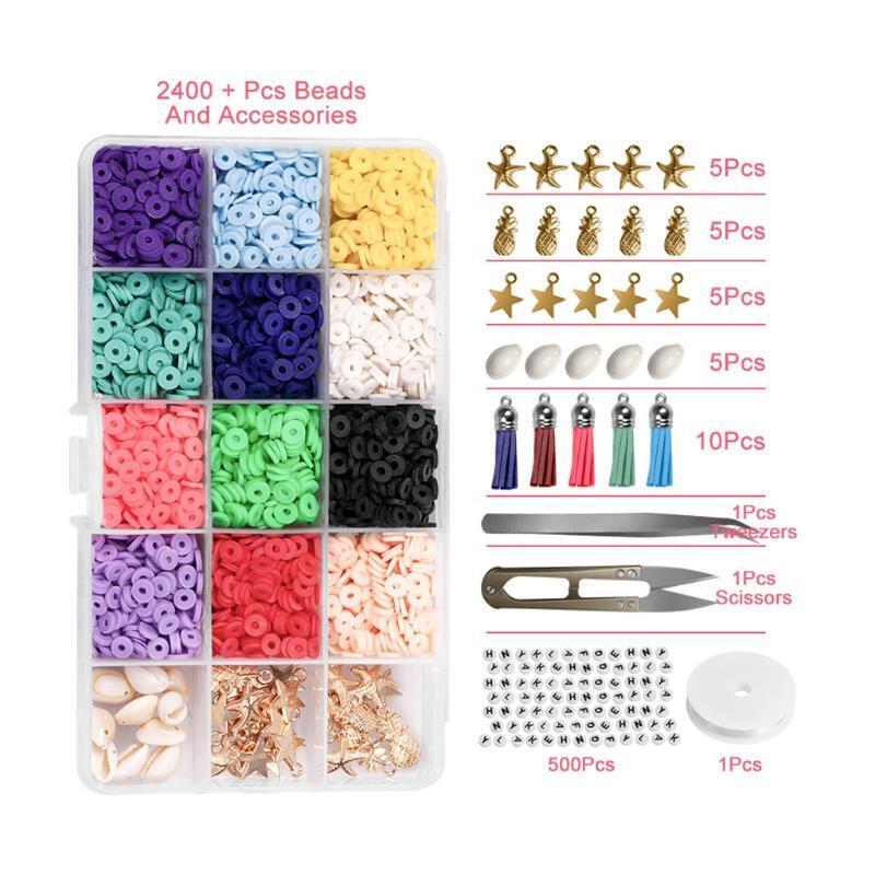 15 Grid Combination Set PU Tube Soft Pottery Tassel Bracelet Earring Female Mix