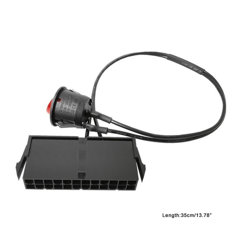35cm 24Pin Female ATX Power Cord Red Indicator Power Supply ON/Off Switch Cable