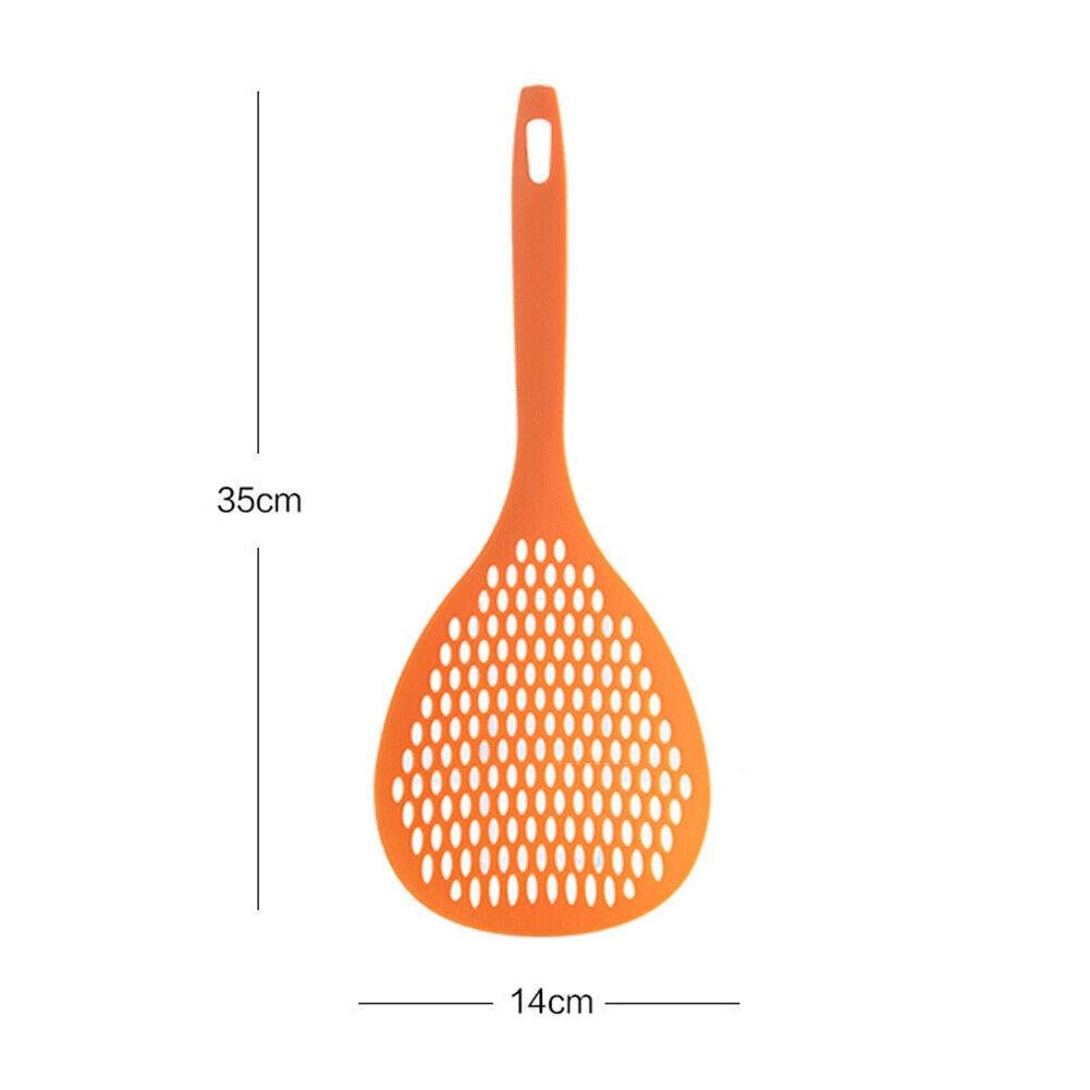 Long Handle Scoop Colander Heat Resistant Wonton Filter Spoon (Orange)