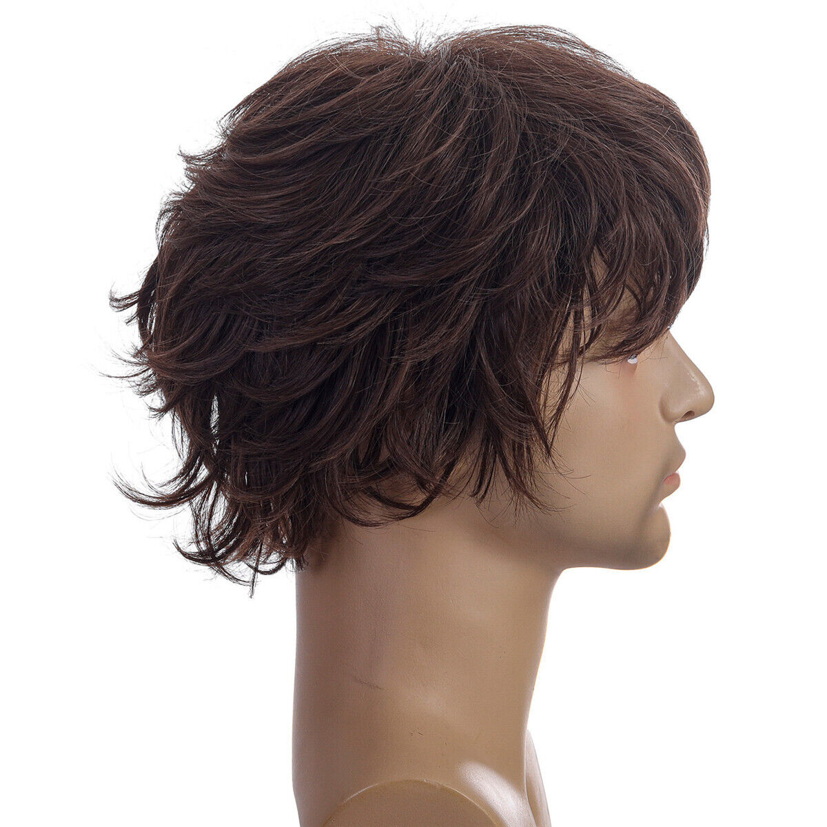 Men Daily Use Wig Medium Brown Toupee Short Natural Capless Hair wigs Fashion