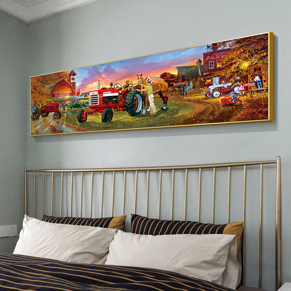 Farm Tractor 5D DIY Full Drill Round Diamond Painting Mosaic Home Decor