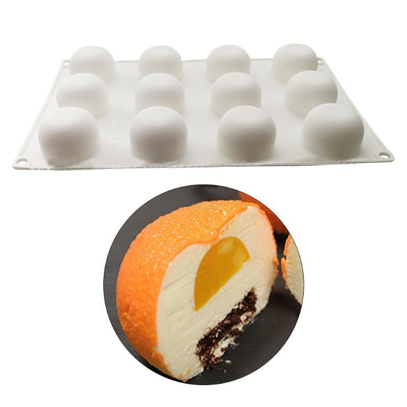 12 Cavity Orange Fruit Mousse Cake Baking Molds Non-stick Silicone Chocolate