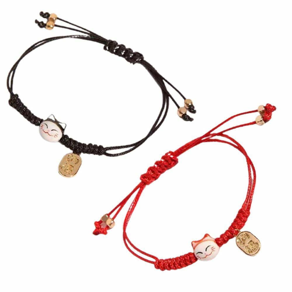 Charm Women Cute Gifts Couple Bangles Colorful Rope Lucky Cat Bracelet Handmade