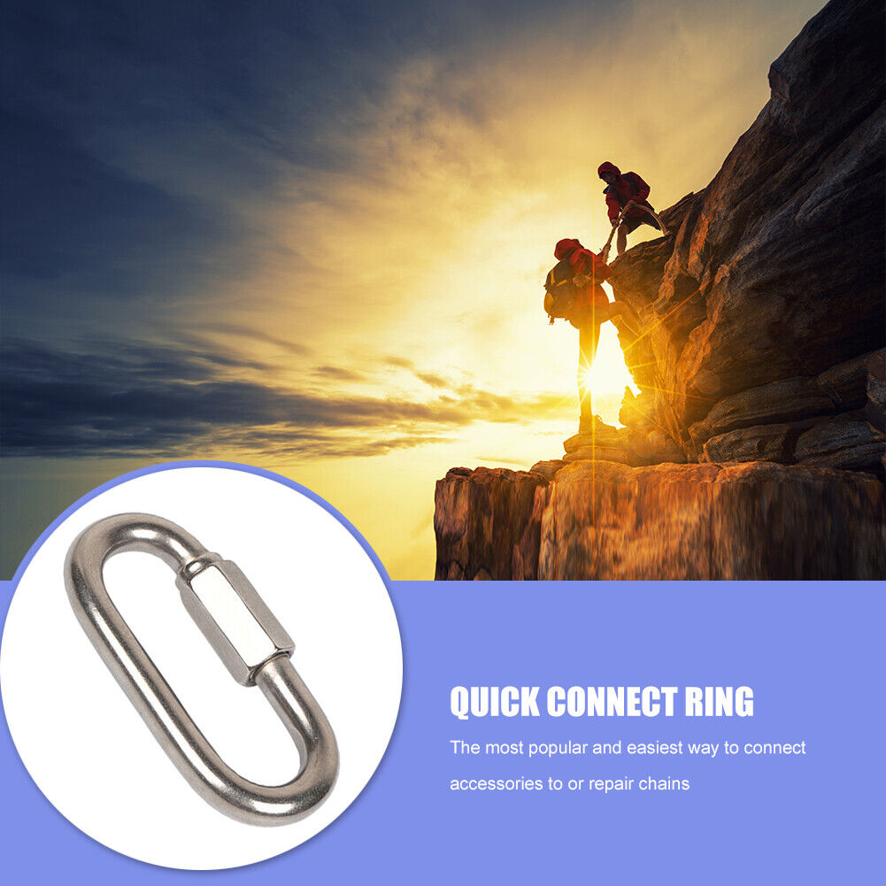 Stainless Steel Screw Lock Quick Links Chain Climbing Carabiner Hook (M8)