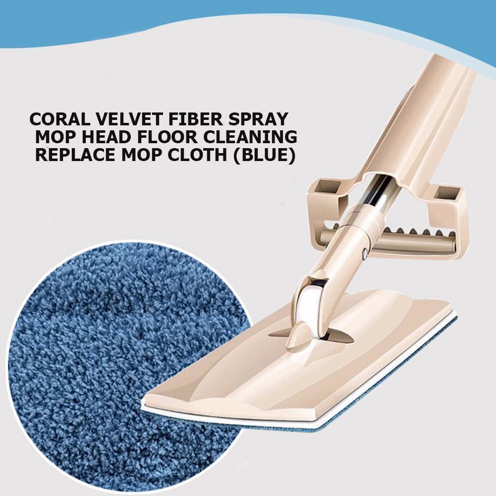 Coral Velvet Fiber Spray Mop Head Floor Cleaning Replace Mop Cloth (Blue)