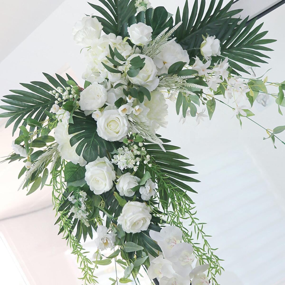 2x Silk Wedding Arch Flowers Kit Eucalyptus Leaf Garland for Window Wedding
