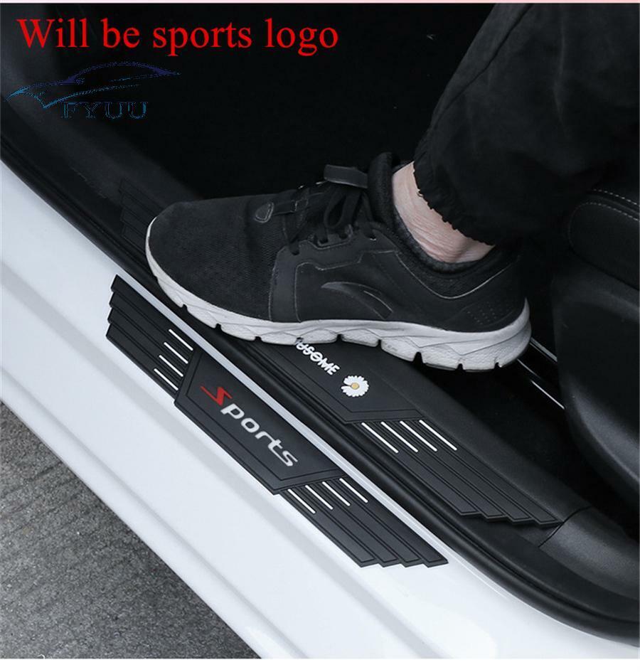 4pcs Car Waterproof Sport Style Bumper Corner Protector Door Sill Cover Black