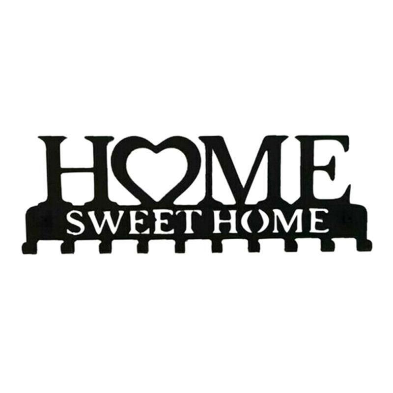 Black Sweet Home Metal Art Household Wall Hook Storage Hanger