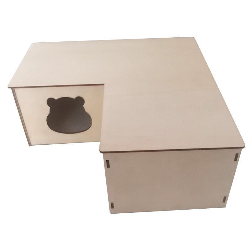 Hamster Wooden House Natural Wood Hideout Habitat Decor for Small Guinea Pigs