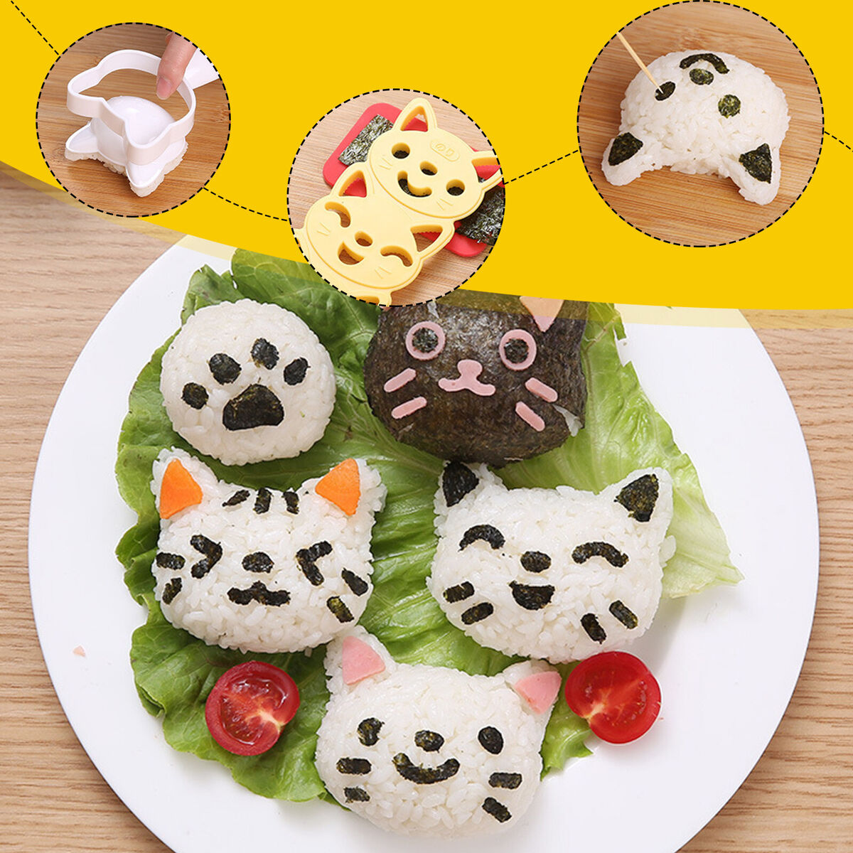 Sushi Mold Rice Ball Mold - Cartoon Cat Pattern Nori Sushi Bento Accessory
