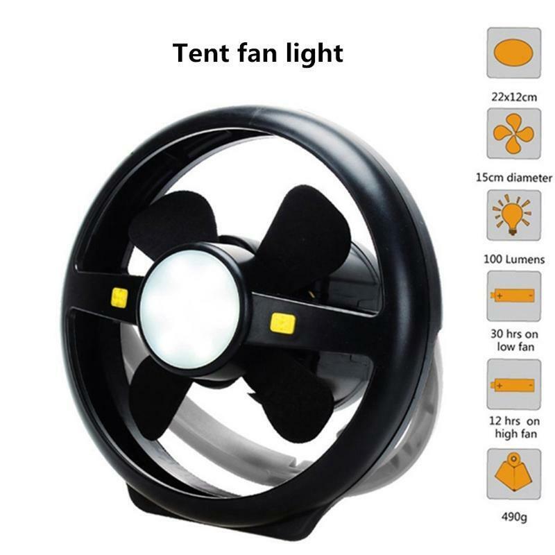 Outdoor Camping Fan Light USB Rechargeable Tent Fan LED Tent Lamp Hanging Hook