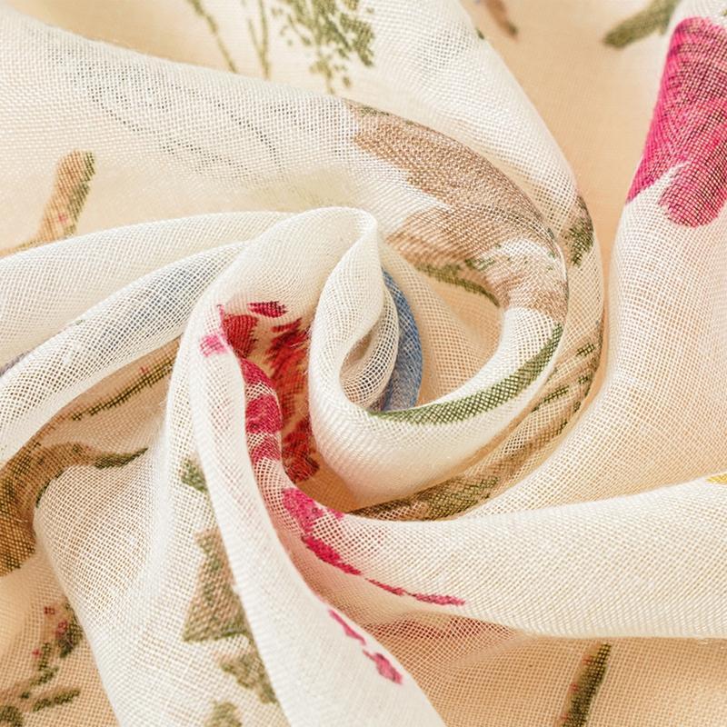Flower Beach Neckerchief Tassel Shawl Scarf Cotton Linen Shawls And Wraps