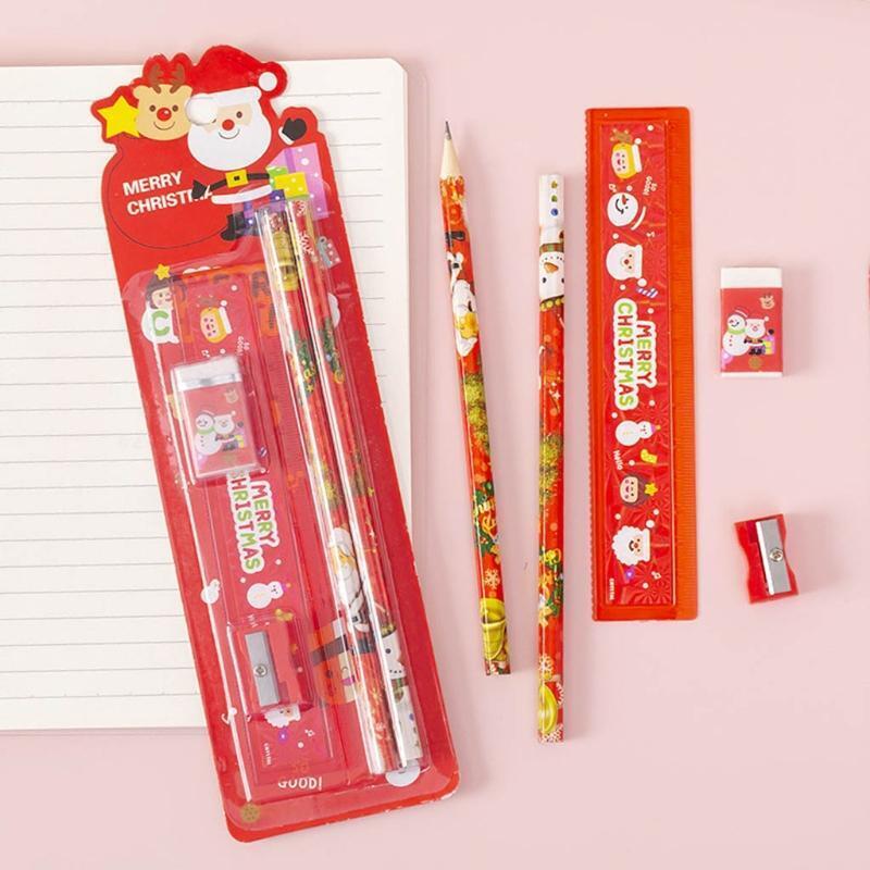2Pcs/Pack Wooden Pencils Preschooler Writing Set with Pencil Sharpener Eraser