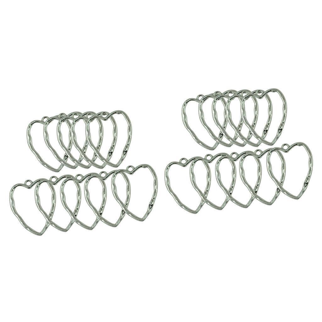 20PCS ALLOY LOVE HEART HOLLOW OUT CHARM NECKLACE PENDANT DIY JEWELRY 50x41mm