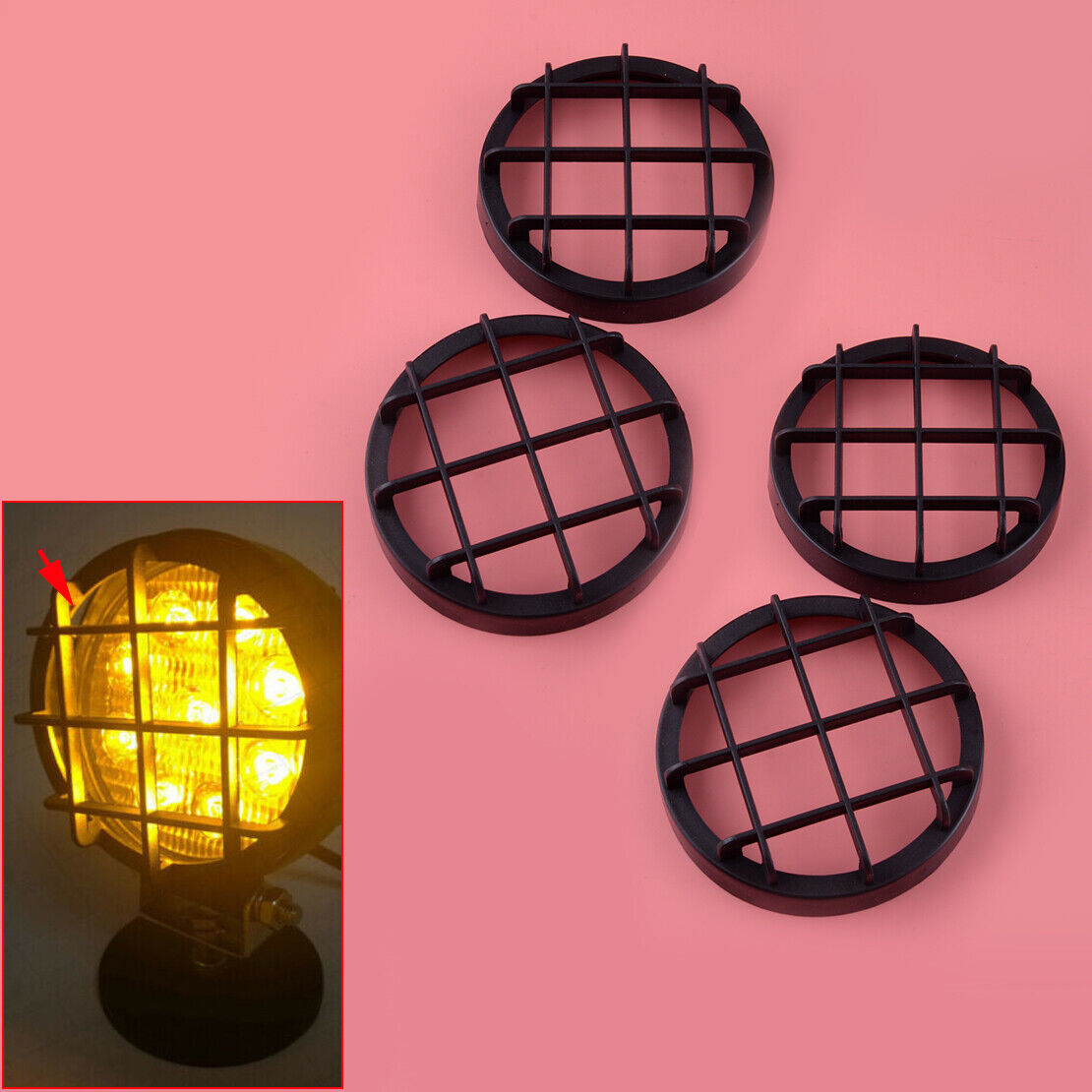 4pcs Black LED Lens Cover For 4" 27W Round 9 LED Work Light Bar Car Fog Lamp