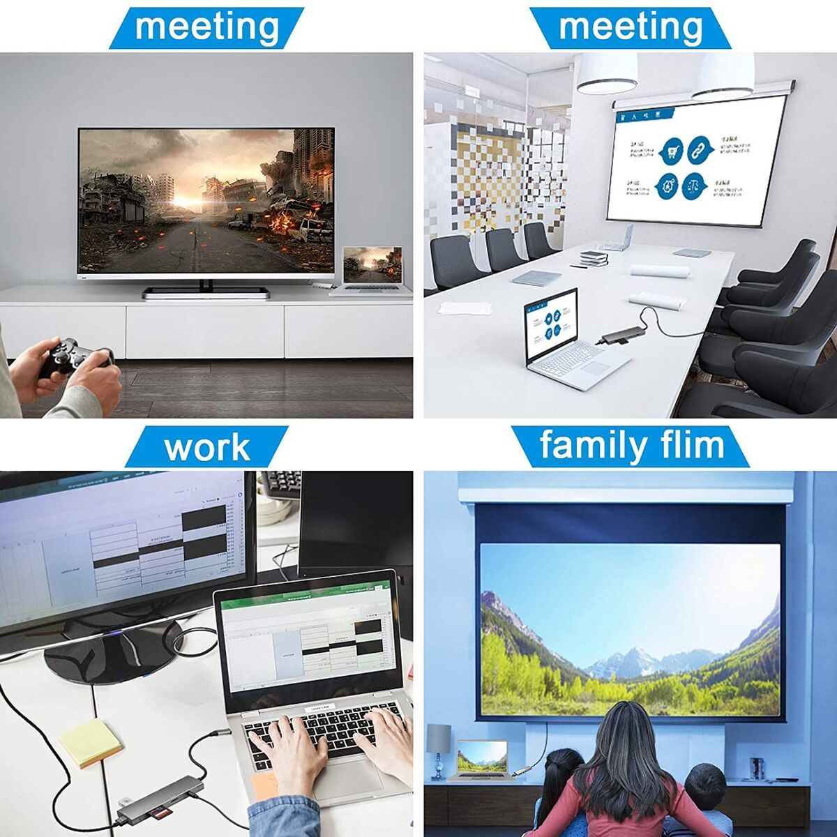 Expander Audio VGA USB3.0 4K HDMI 9 in 1 Adapter USB Type C Hub PD Charging