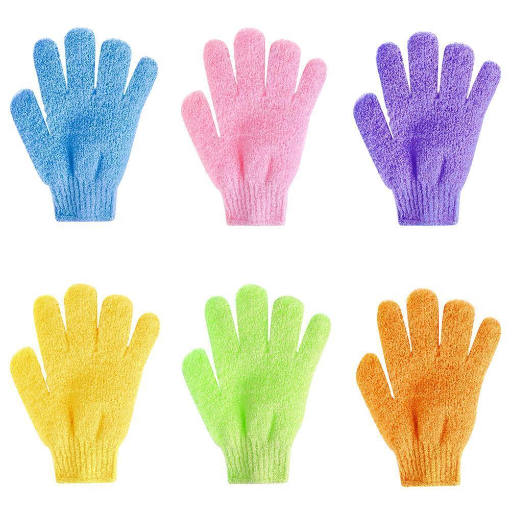 5 Fingers Bath Gloves Skin SPA Massage Kid Body Washing Bathroom (Purple)