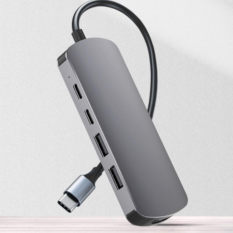 Aluminum Alloy 2xUSB C+2x 3.0 USB 4-Ports for PC Notebook Extender Adapter