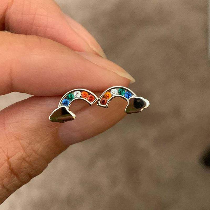 1 Pair Colorful Rainbow Clouds Stud Earrings For Women Girl Kids Fashion Jewelry