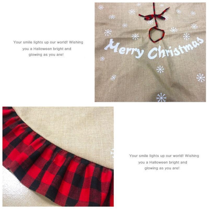 Christmas Tree Skirt Red and Black Buffalo Check Plaid Tree Skirt with Snowflake