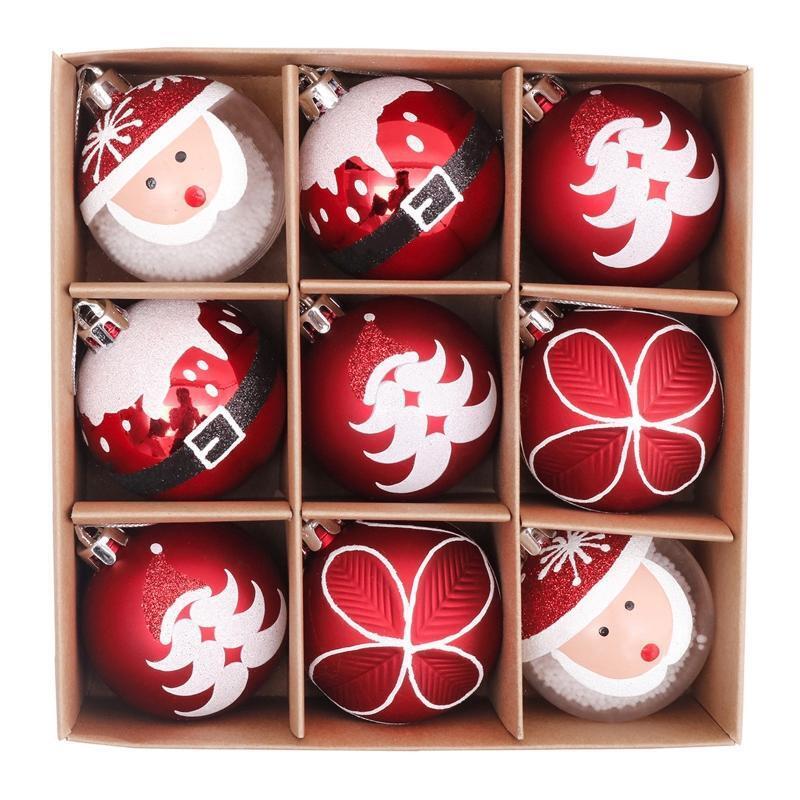 9pcs 6cm Plastic Ball Christmas Ornament Xmas Tree Hanging Pendant Desktop Decor
