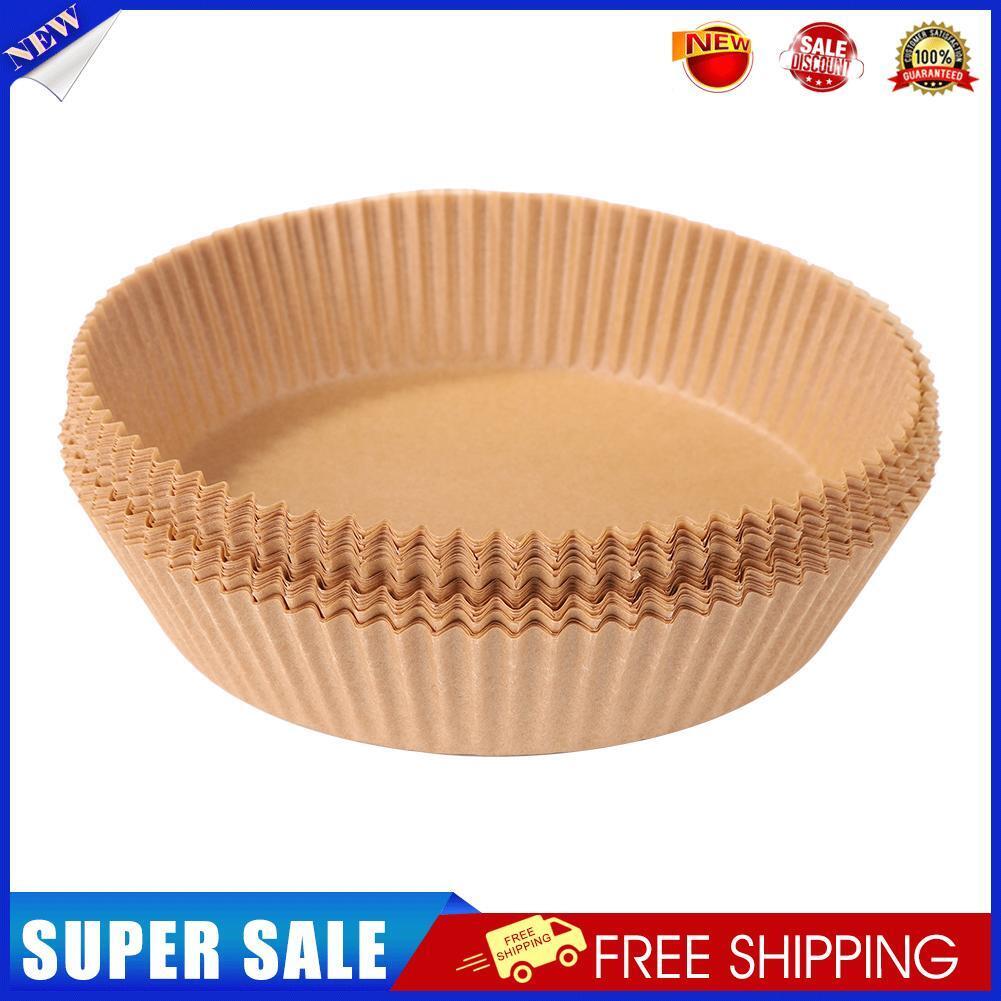 50x Air Fryer Disposable Paper Liner Wood Pulp Steamer Baking Mats (Brown)