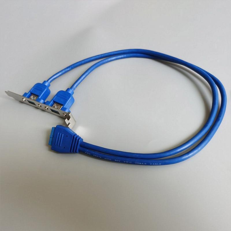 2x USB3.0 Female to Motherboard Mainboard 20Pin Cable Baffle Line Adapter 5Gbps