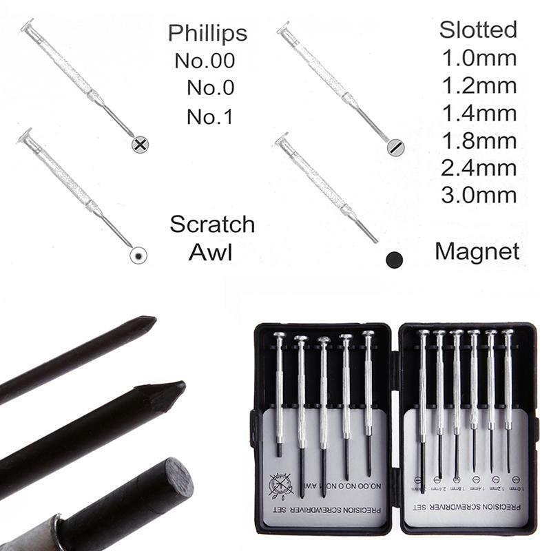 11PCS Precision Screwdriver Set Mini Bijoutiers Montres Lunettes Réparations Kit